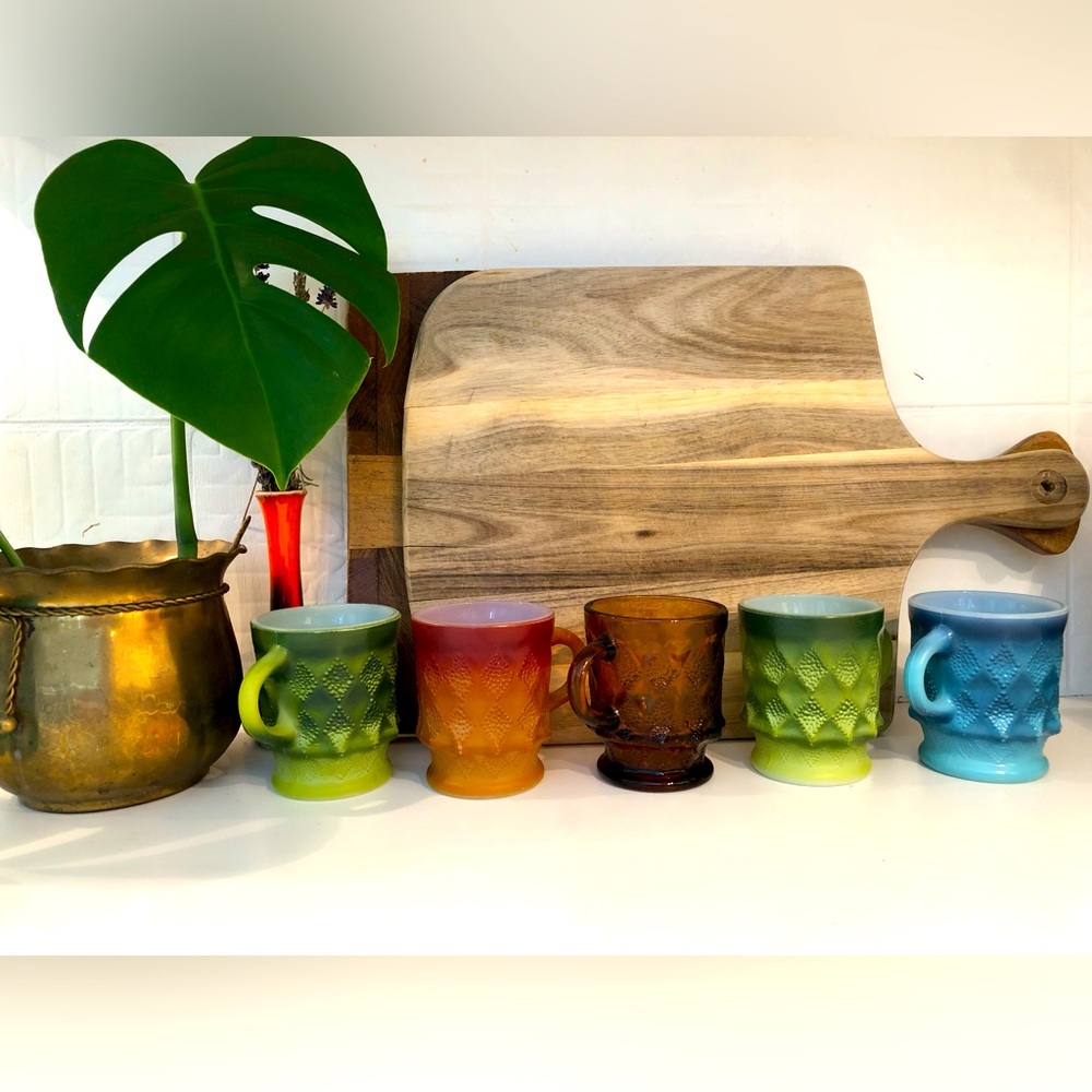 5 tasses diamond Fire King (Hanchor hocking) vintage